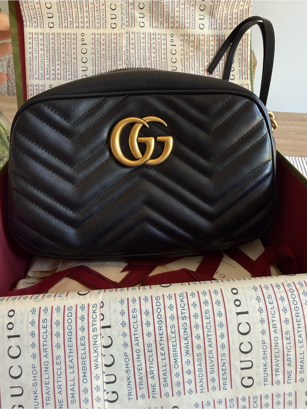 Gucci Black Marmont Leather Crossbody Bag
